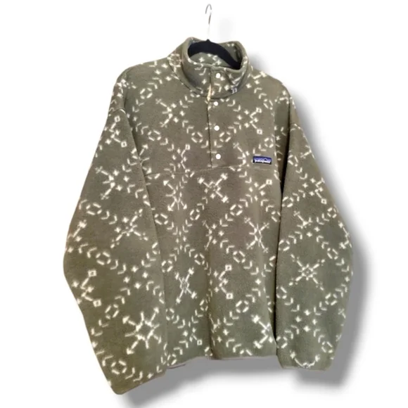 Vintage Patagonia RARE 90's Oversized Green Synchilla Fleece Pullover Jacket L - Picture 4 of 9